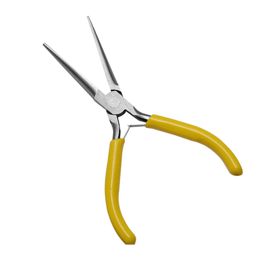 5 بوصة كماشة لصنع المجوهرات إبرة زردية طويلة الفكين سلك كماشة كماشة بأنف مسطح وأشار الأنف المنحني DIY بها بنفسك كماشة يدوية الصنع