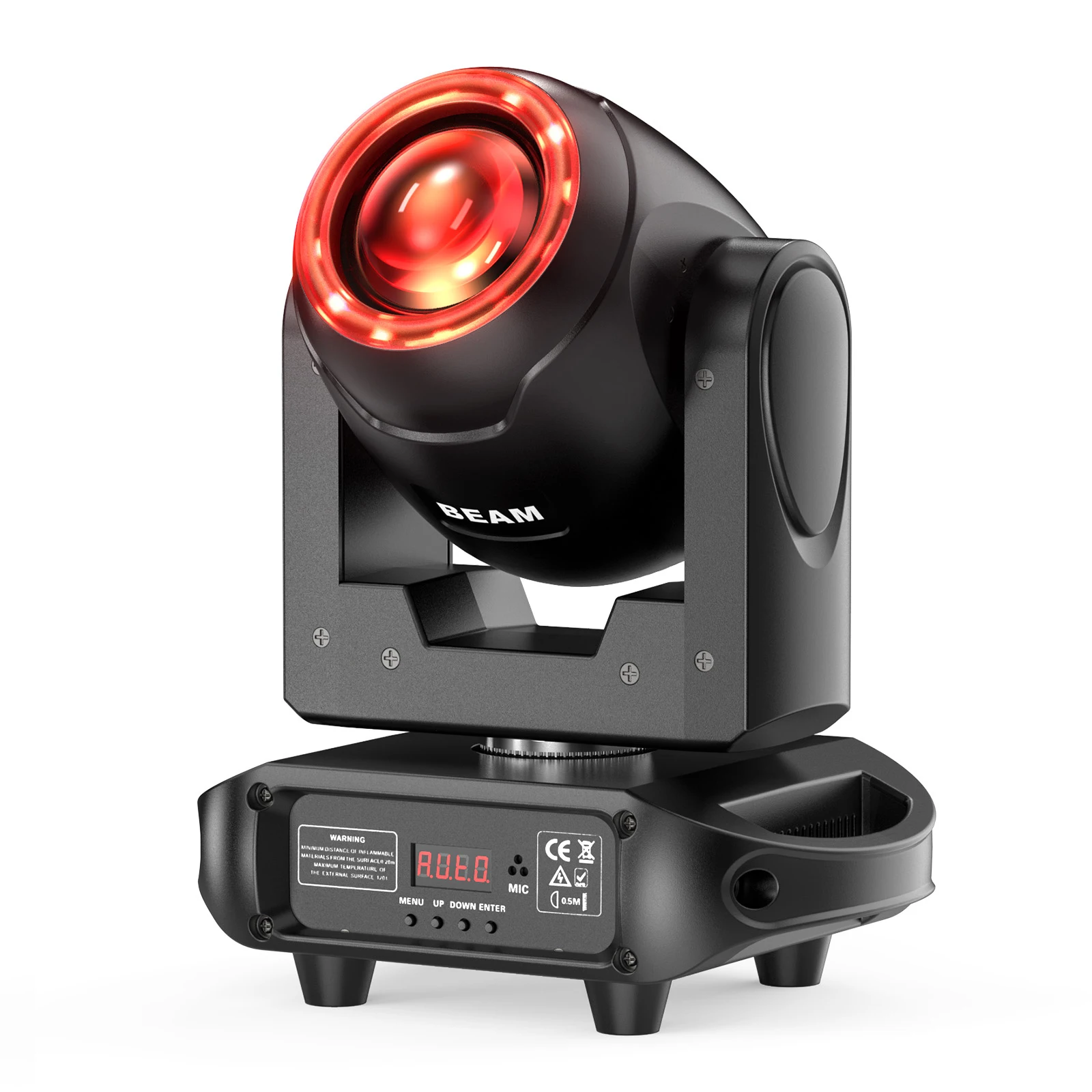 

U'King 100W Moving Head Light with Halo Strip DMX512 LED Beam Stage Light 16Prisms 8Gobos 8Colors Rainbow Effect Light