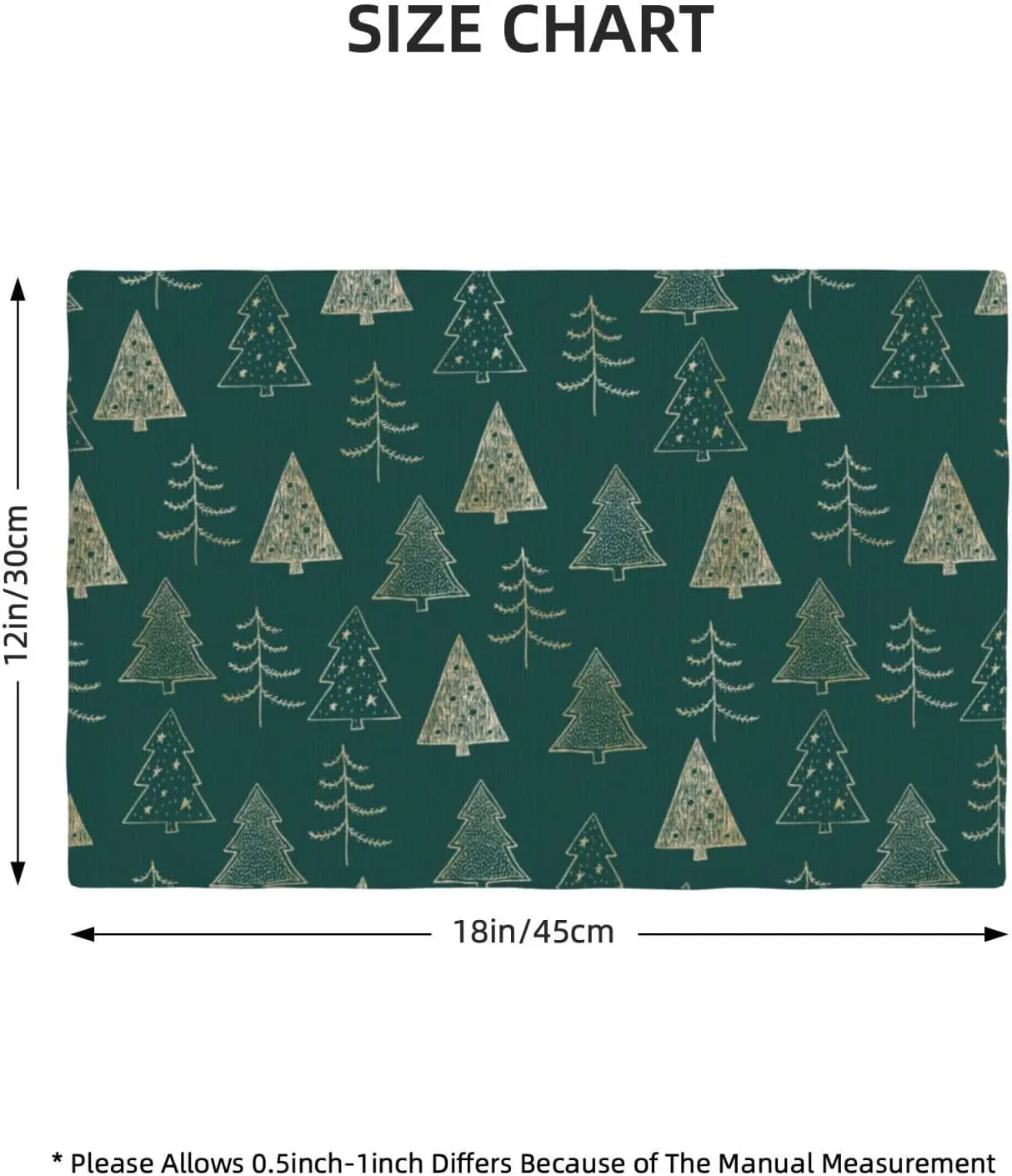 Christmas Tree Placemats Set Of 4,Christmas Green Golden Tree Firs Spruce Forest Place Mats Holiday Dining Placemats Home Kitche