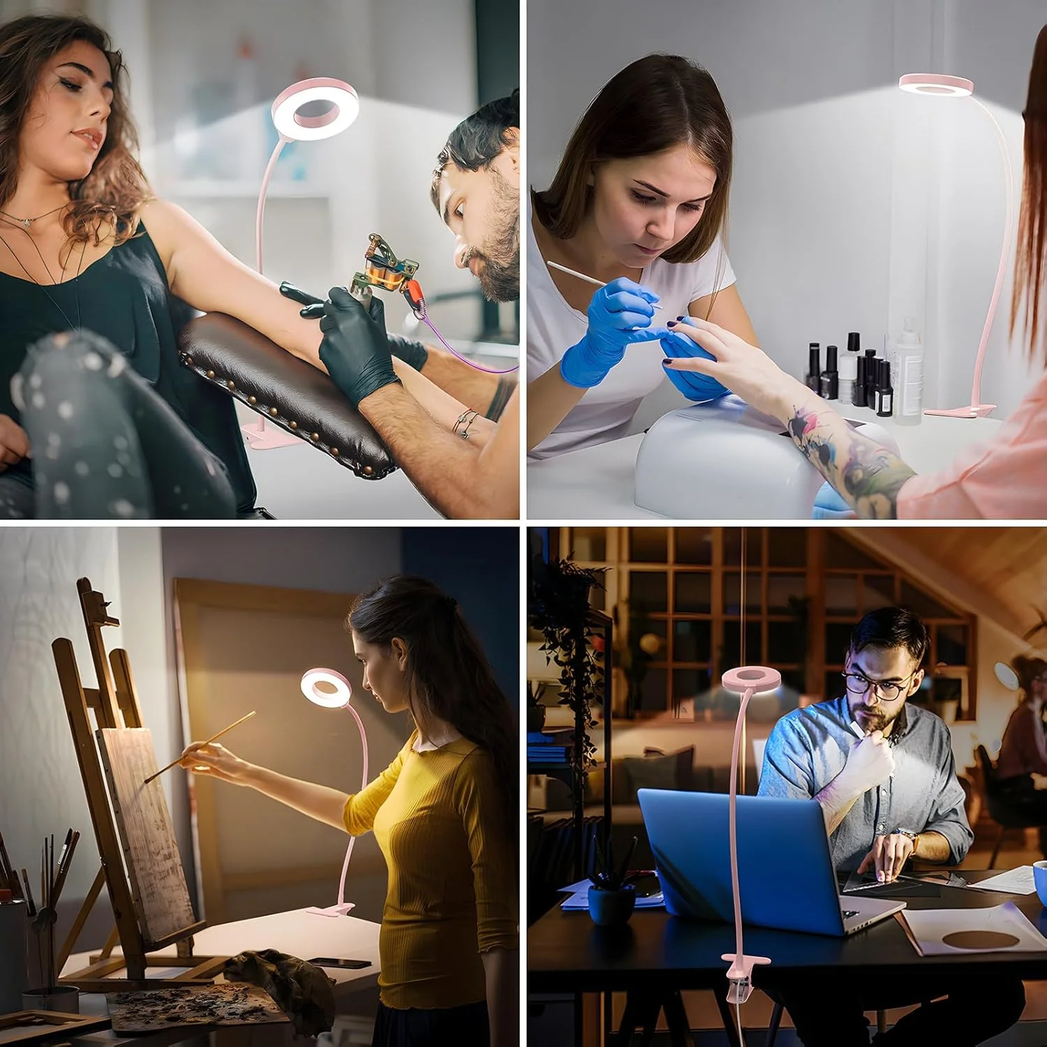 مصابيح مكتبية بيضاء وردية سوداء LED ضوء كتاب USB ضوء القراءة ضوء النهار المحمولة مرنة سهلة كليب مصباح القراءة الليلية