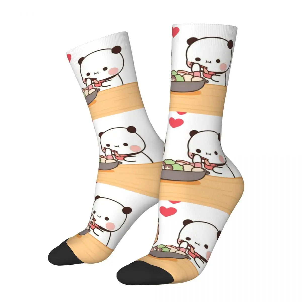 Winter Warm Fashion Women Men Panda And Brownie Bear Couple Socks Bubu and Dudu Non-slip Football Socks