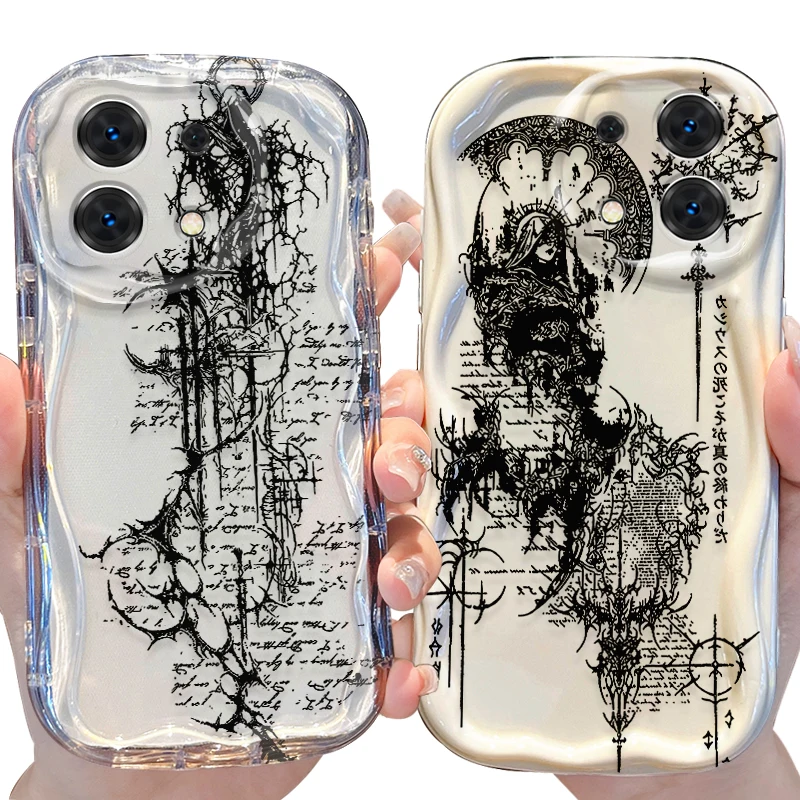Gothic Anime Japanese Text Phone Case For Samsung Galaxy S26 S25 S24 S23 S21 S20 FE Plus Ultra F06 4G 5G 3D Wave Soft Back Cover