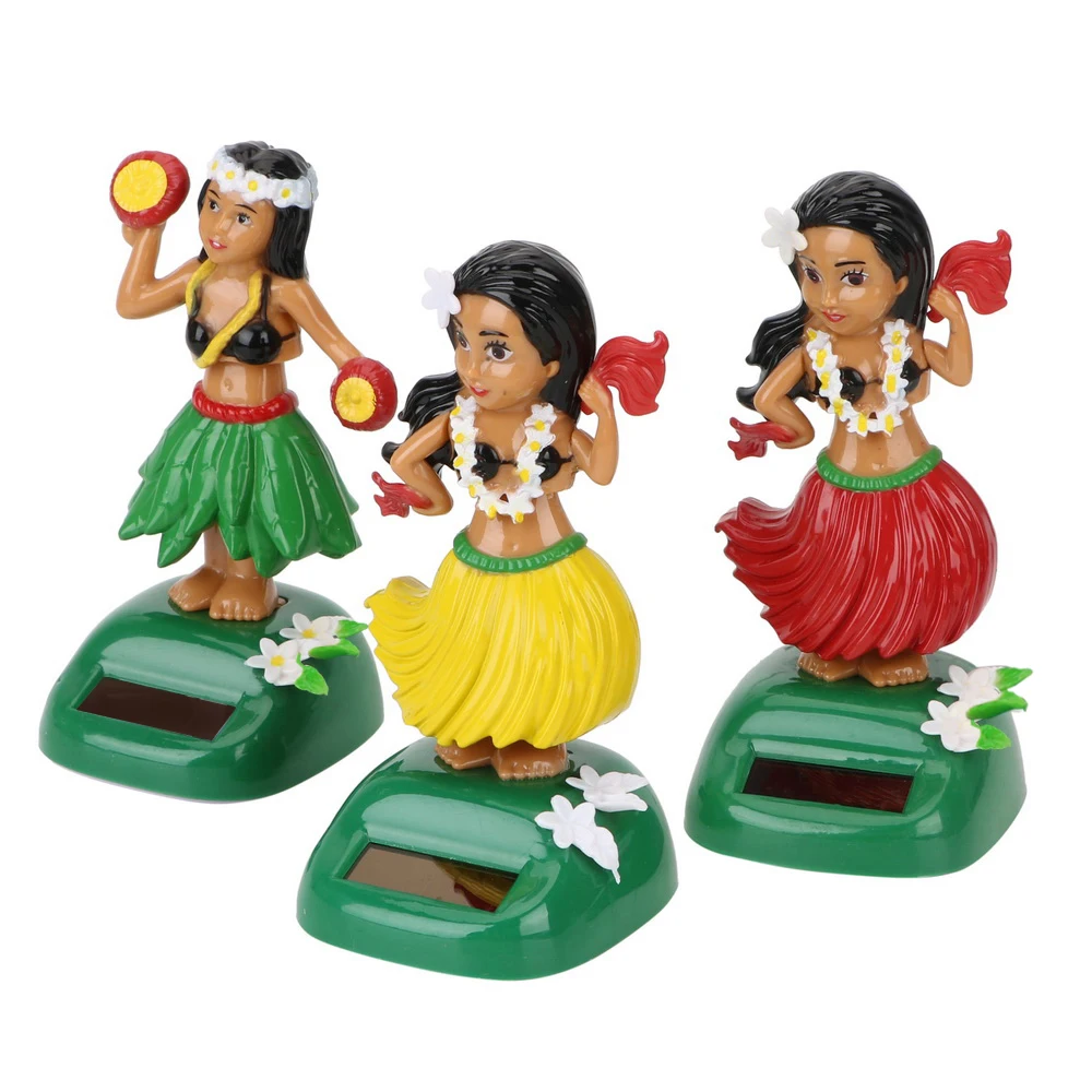 Car Decoration Decompression Hawaii Girl Car Ornaments Auto Interior Solar Interior Accessories Shaking Head Toy Hula