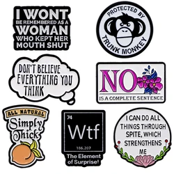 Cute Monkey Enamel Pin Inspirational Quotes Brooches for Women Chemical Element Lapel Pins Cosplay Accessories Toys Gift