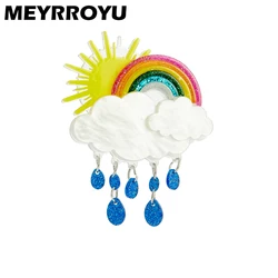 MEYRROYU 2022 New Fashion Acrylic Rainbow White Cloud Pendant Brooch Ladies Exaggerated Cartoon Cute Badge Lapel Brooch Jewelry
