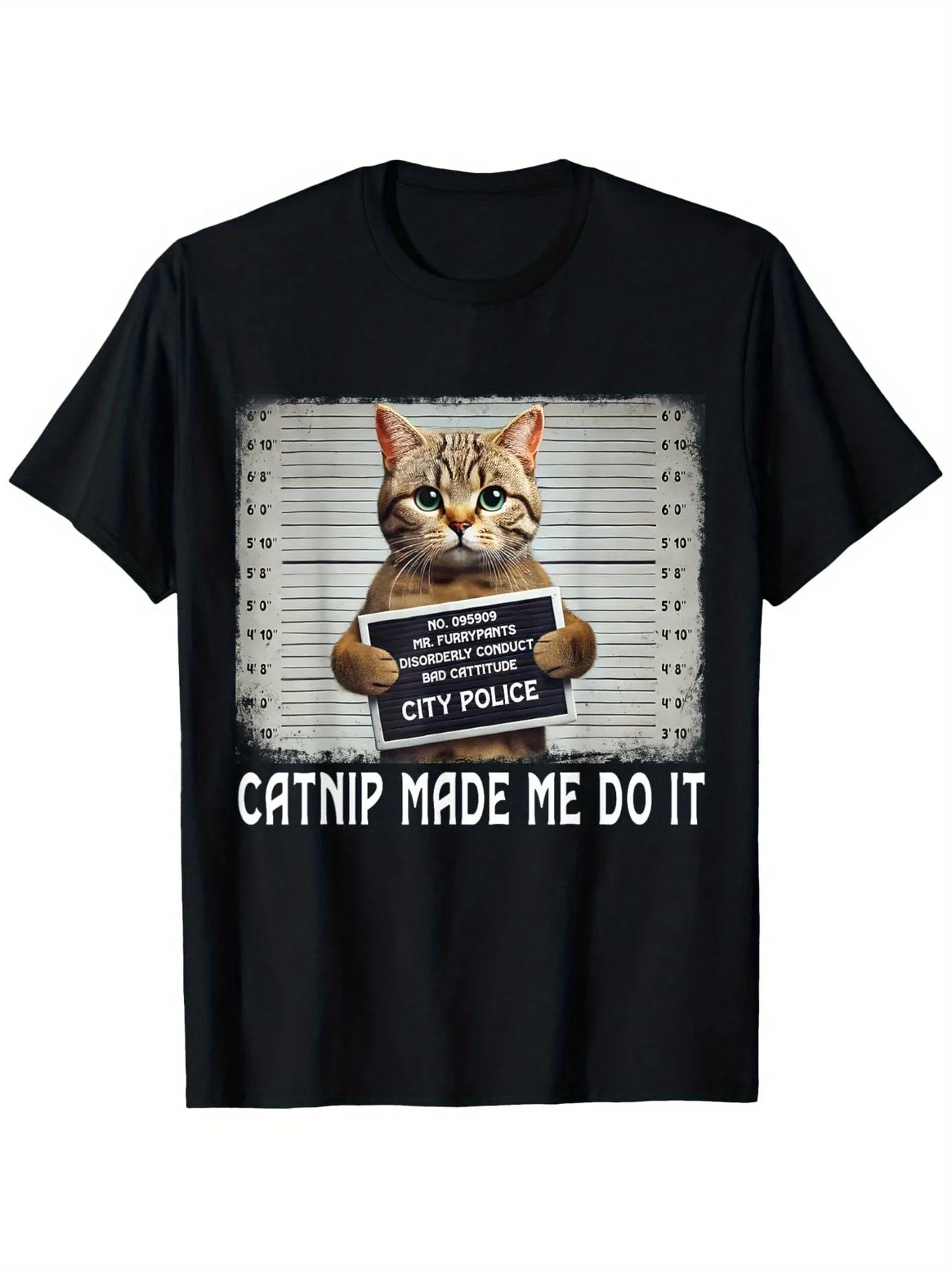 

Top Pick Men's Funny Cat Mugshot Graphic T-Shirt