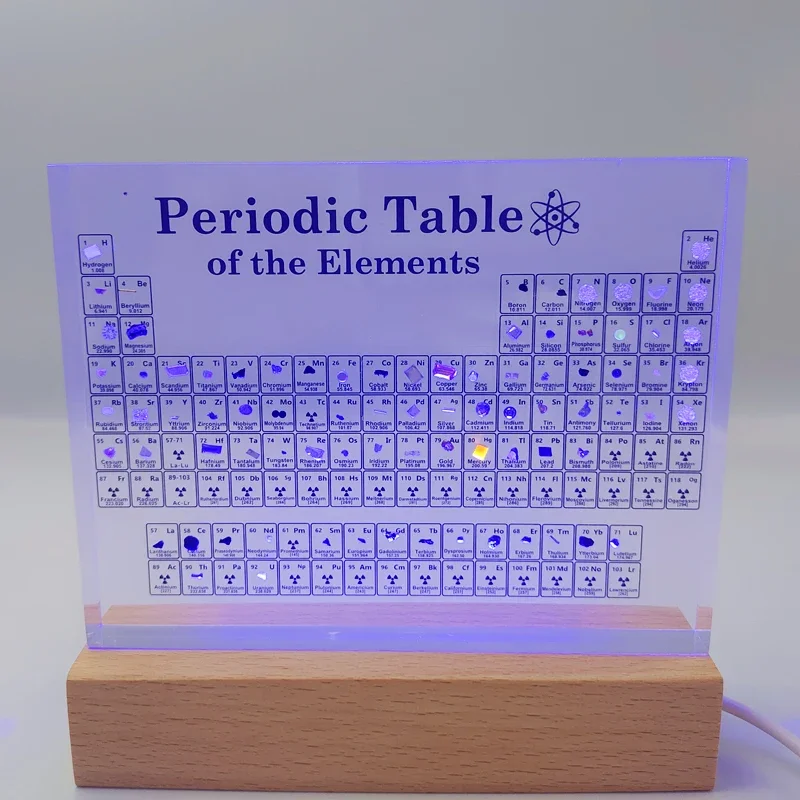 Acrylic Periodic Table with Real Elements Chemical Mendeleev Periodic Table of Elements Samples Inside Chemistry Materials Craft