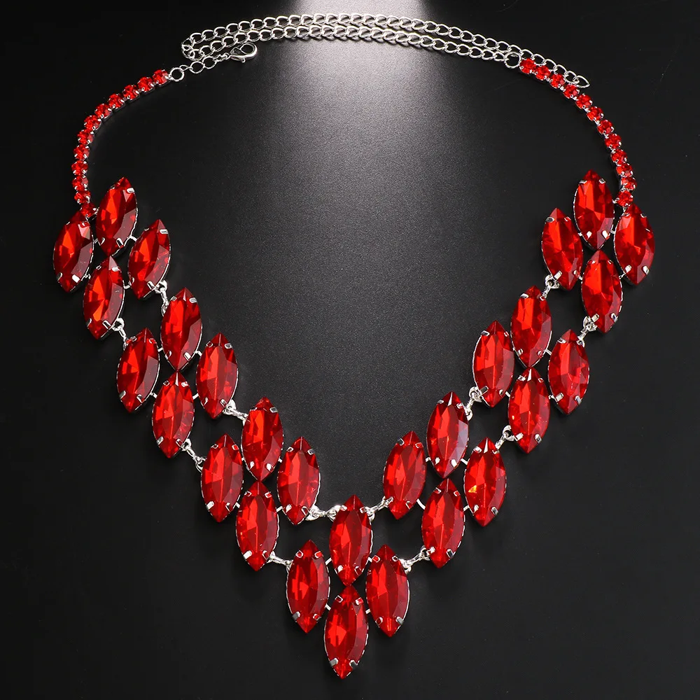 Fashion Full Rhinestone Choker Necklaces for Women Bijoux Shiny colorful Chain Necklaces Statement Jewelry wedding Party Gift