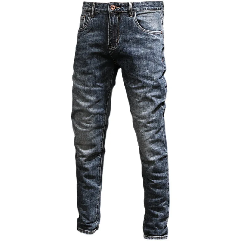 

2025 Autumn High end Street Retro Jeans for Men, Elastic, Casual, Slimming, Trendy, Small Straight Tube, Trendy Brand Pants