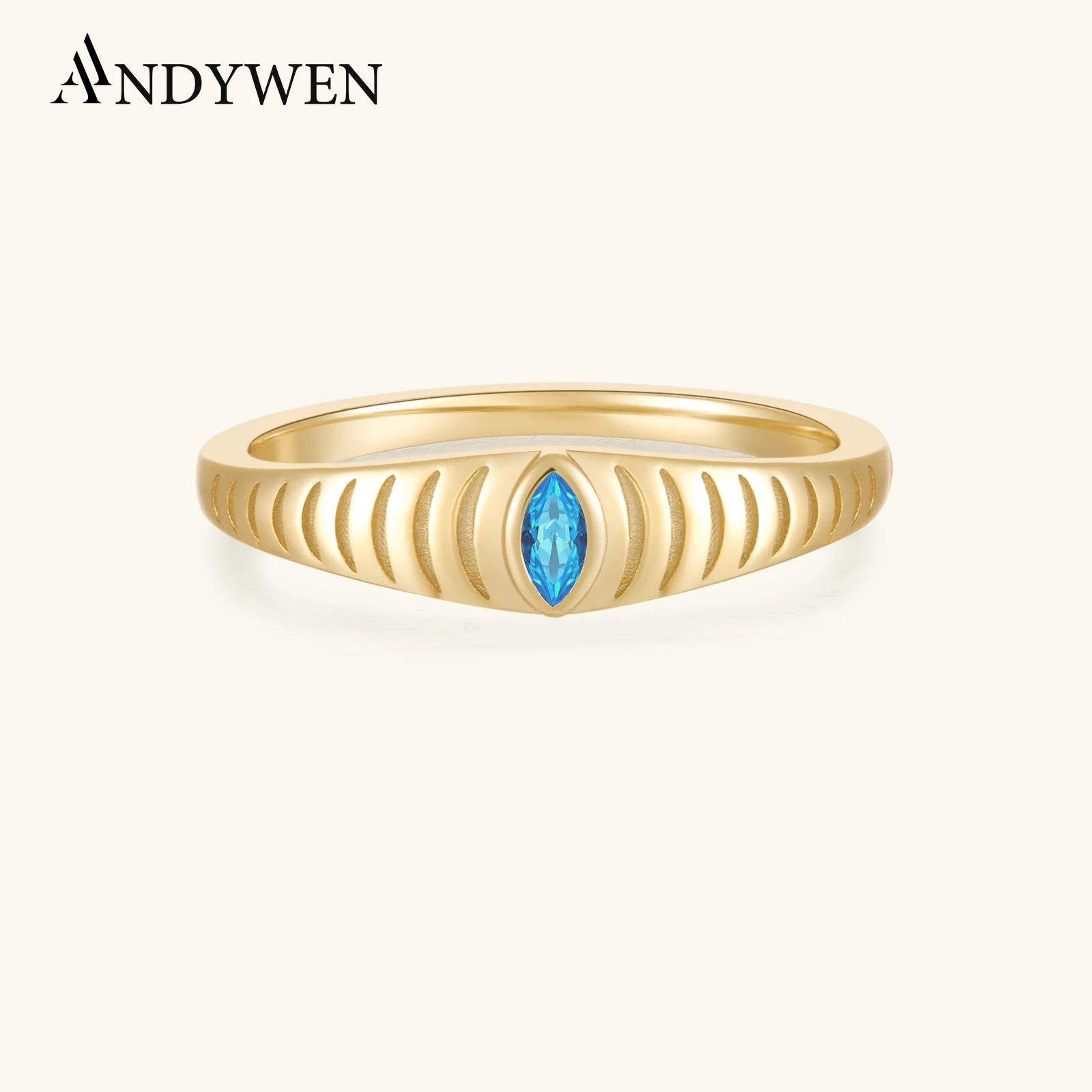

ANDYWEN 925 Sterling Silver Gold Blue Zircon CZ Rings Size Screw Twist Wedding Jewelry Fine Jewelry Luxury Jewels Rock Punk