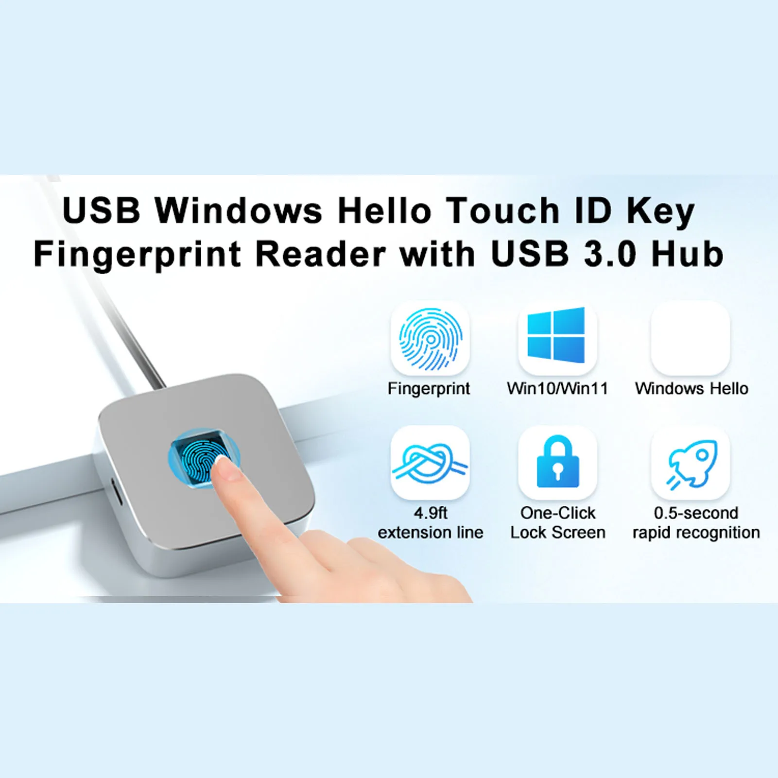 USB Fingerprint Reader Support for Windows 10 11 PC Dongle 360 Degree Touch Fast Matching Biometric Fingerprint Scanner