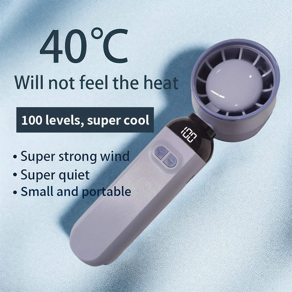 مروحة محمولة صغيرة محمولة - مروحة جيب توربو USB قابلة لإعادة الشحن وقابلة للطي بدون شفرات مع بطارية كبيرة للاستخدام الخارجي/السفر