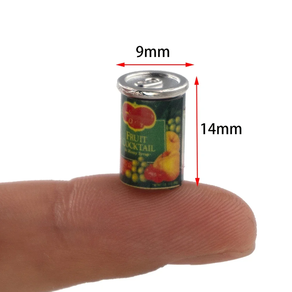 5Pcs 1/12 Doll House Miniature Metal Canned Fruit Simulation Food Can Model Toy Mini Decoration Dollhouse Accessories