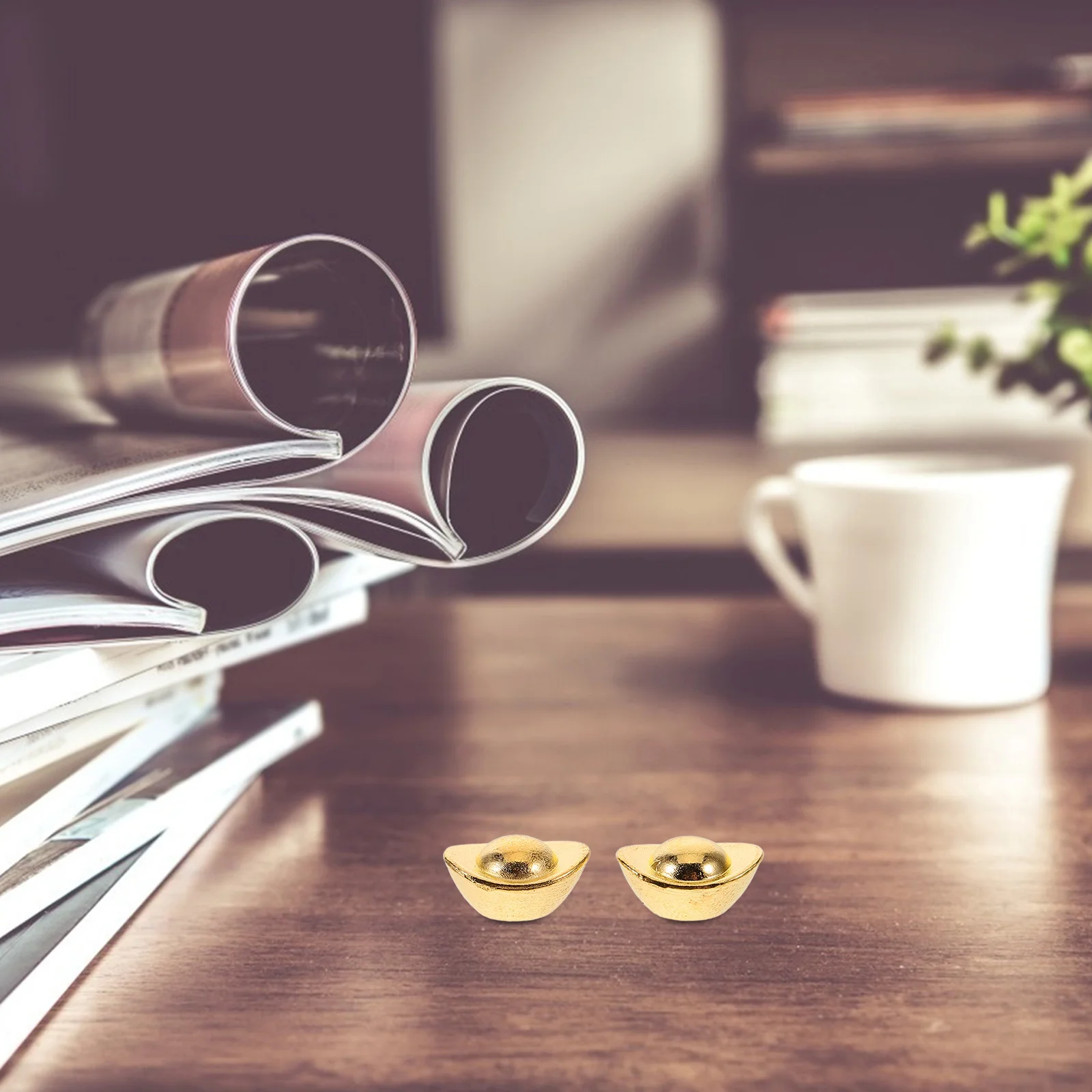 

100Pcs Alloy Yuan Bao Ingot Decorative Craft Golden Tone Prosperity Desktop Decoration Chinese Wealth Luck Charm Ornament