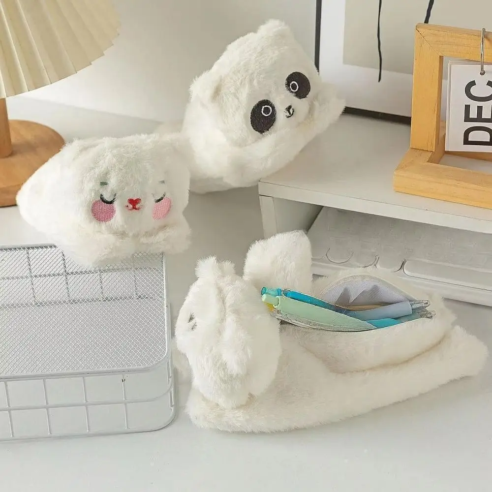 Pluszowy piórnik Animal Doll Kitten Cute Design Large Capacity Panda Plush Pen Bag Zipper Closure Cartoon