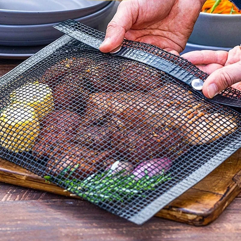 

BBQ Grill Mesh Bag Non-Stick Mesh Grilling Bag Reusable Mesh Barbecue Oven Resistant BBQ Accessories Picnic Camp Kitchen Tool