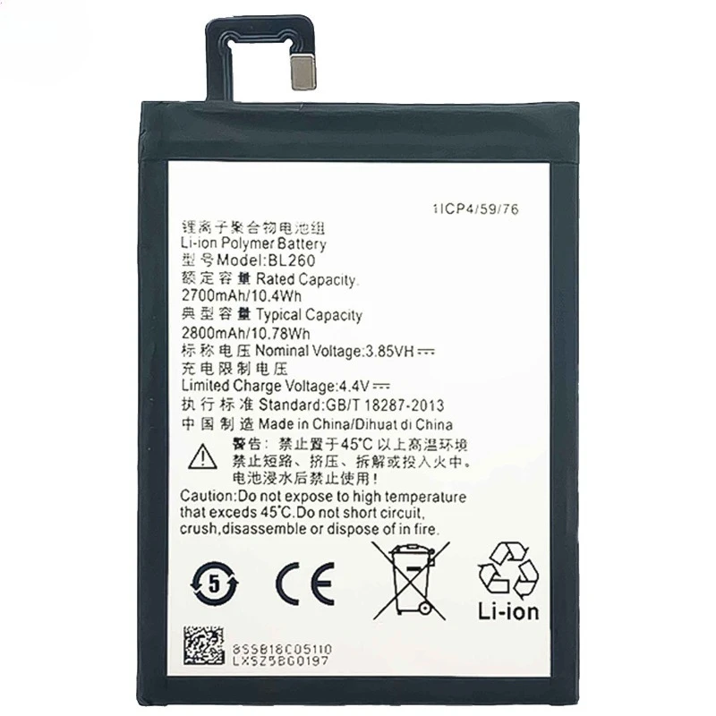 Batería BL260 para Lenovo Vibe S1 Lite/S1LA40, reemplazo de alta calidad y capacidad, celda grado A con herramientas 5