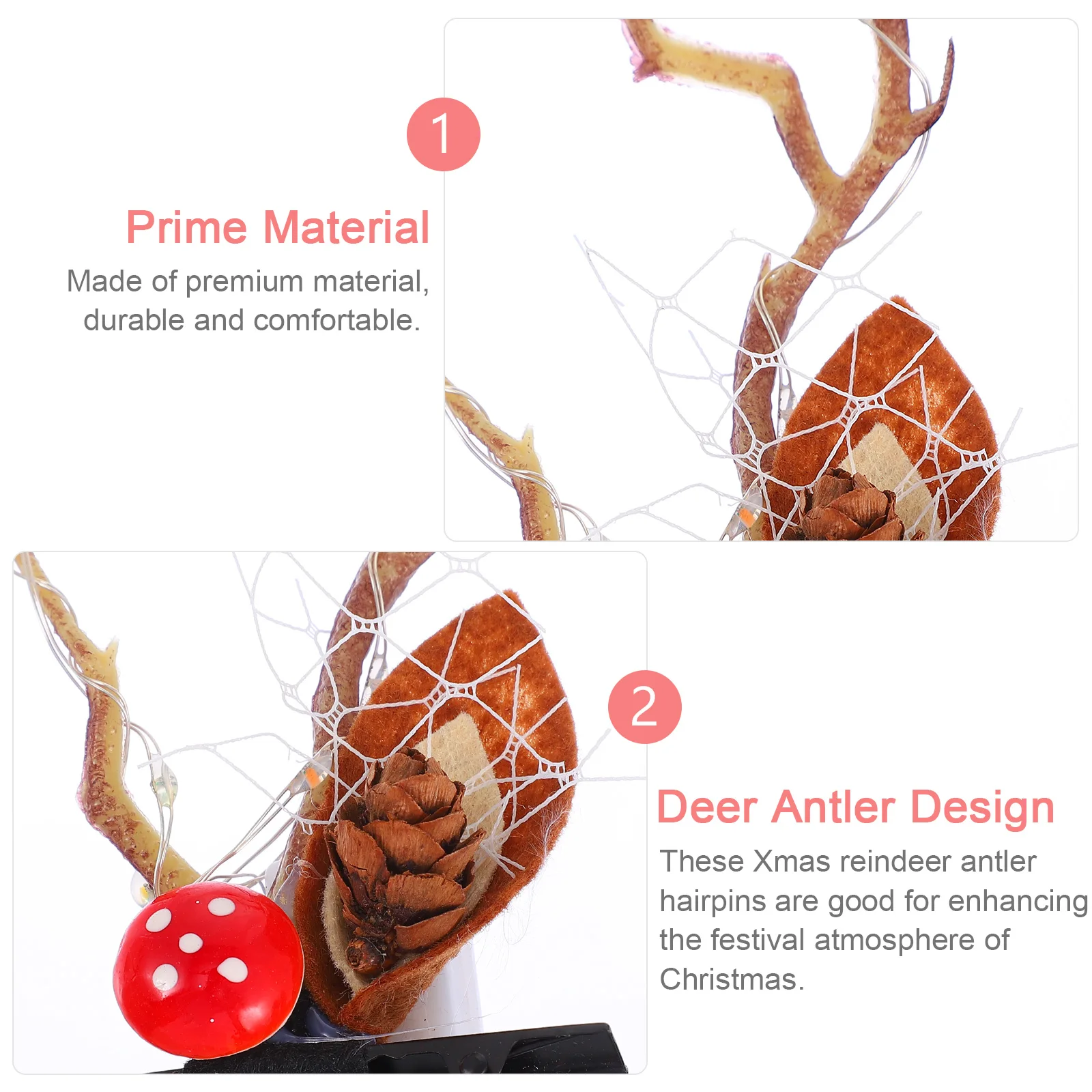 

Fairy Luminous Antler Hair Clip Toddler Accessories Christmas Clips Pp Reindeer Hairpin