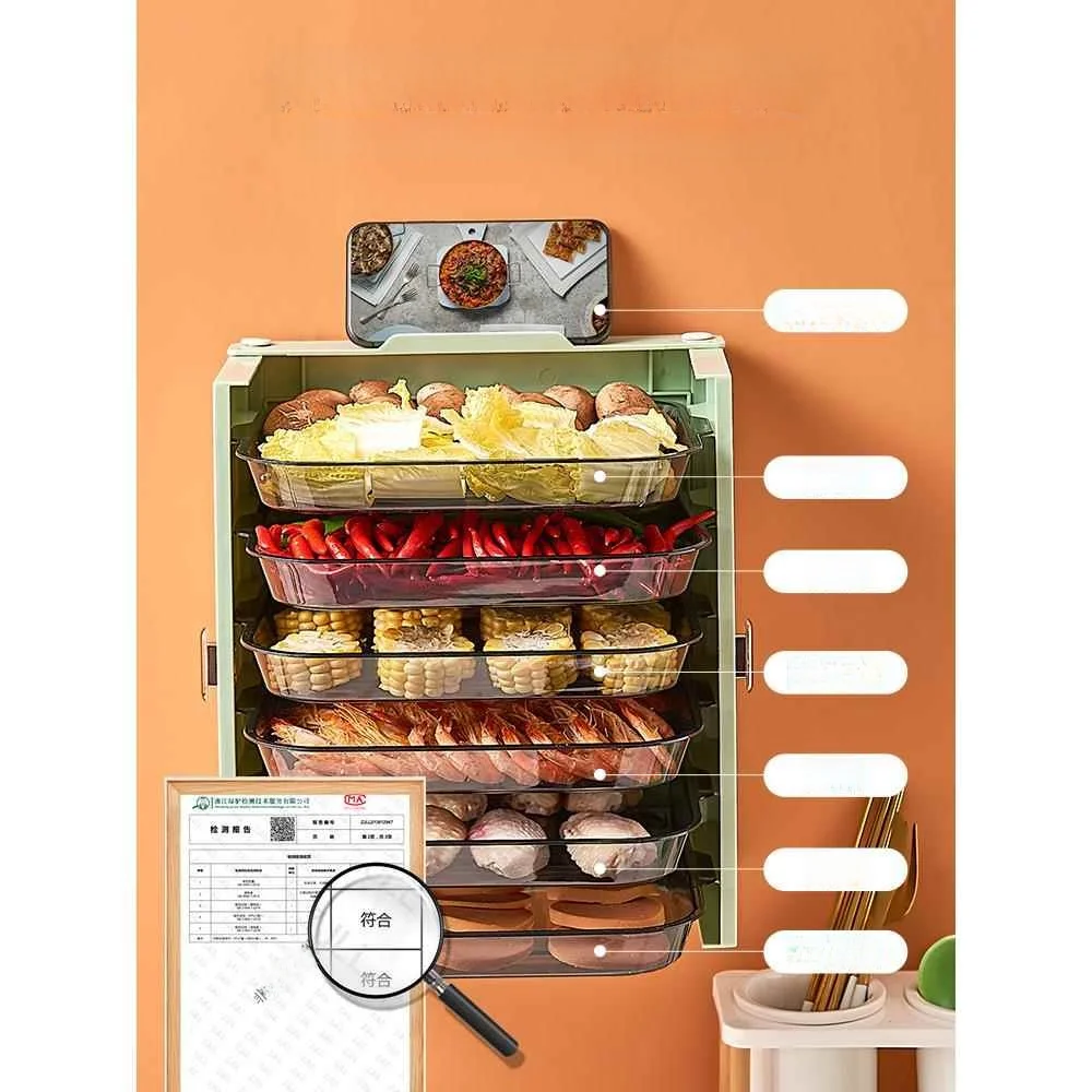 Kitchen Multi-layer Hot Pot Dish Plate Wall Hanging No Drilling Required Cooking Preparation Tray Nordic Style Plastic Flat P...