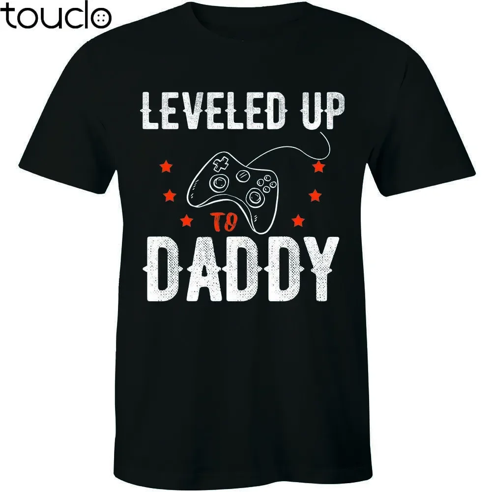 Leveled Up Daddy Gamer Shirt Tshirt Baby Announcement Expecting Future Dad Gift Custom Aldult Teen Unisex Digital Printing