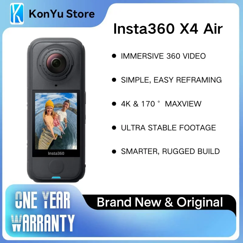 

Insta360 X4 Air 5.7K 360 ° Экшн-камера с технологией стабилизации FlowState, водонепроницаемая, для видеоблогов, спорта, путешествий и велоспорта