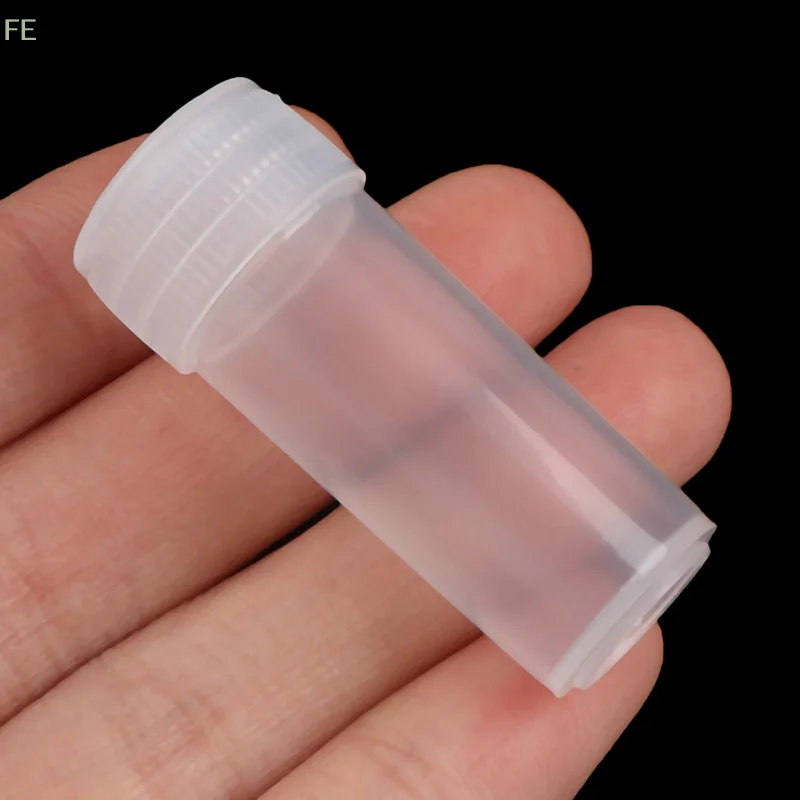 

[FE] 100Pcs 5ml Plastic Test Tubes Screw Cap Bottles For School Chemistry Supplies
