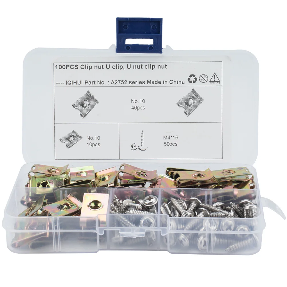 100 قطعة U الجوز السحابة الذاتي التنصت المسمار المنغنيز الصلب الفضة دراجة نارية هدية هيكل السيارة لوحة كليب سباير U كليب ل #3