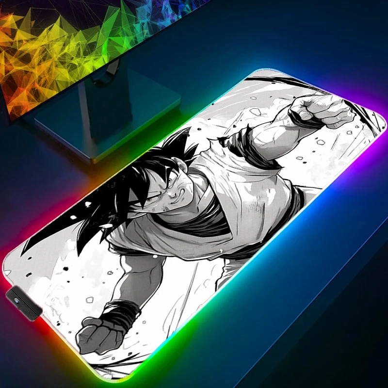 

RGB Backlight Mouse Pad dragon Ball Anime Gabinete Gamer Computer LED Desk Mat Keyboard Gaming Accessories Anime XXL Mousepad
