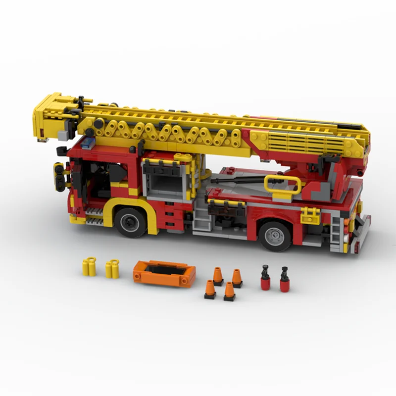 Veículo de combate a incêndio moc tijolos de construção londres brigada de incêndio lfb modelo tecnologia de construção bloco modular brinquedo diy presentes do feriado