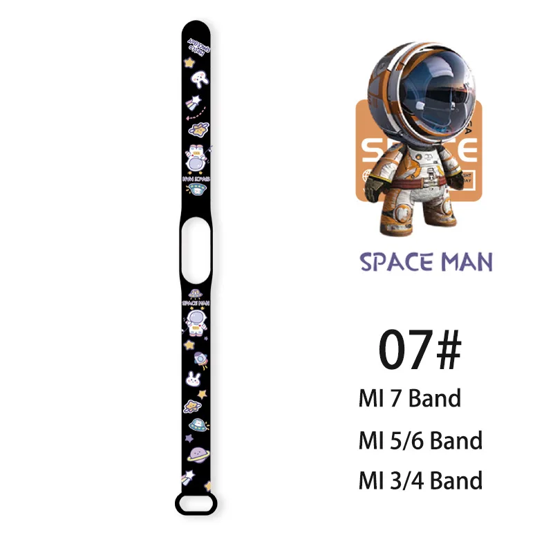 Strap For Xiaomi Mi Band 7 6 Silicone Replacement Wristband Cartoon Astronaut Bracelet for mi band 6 strap miband 5 4 3 NFC