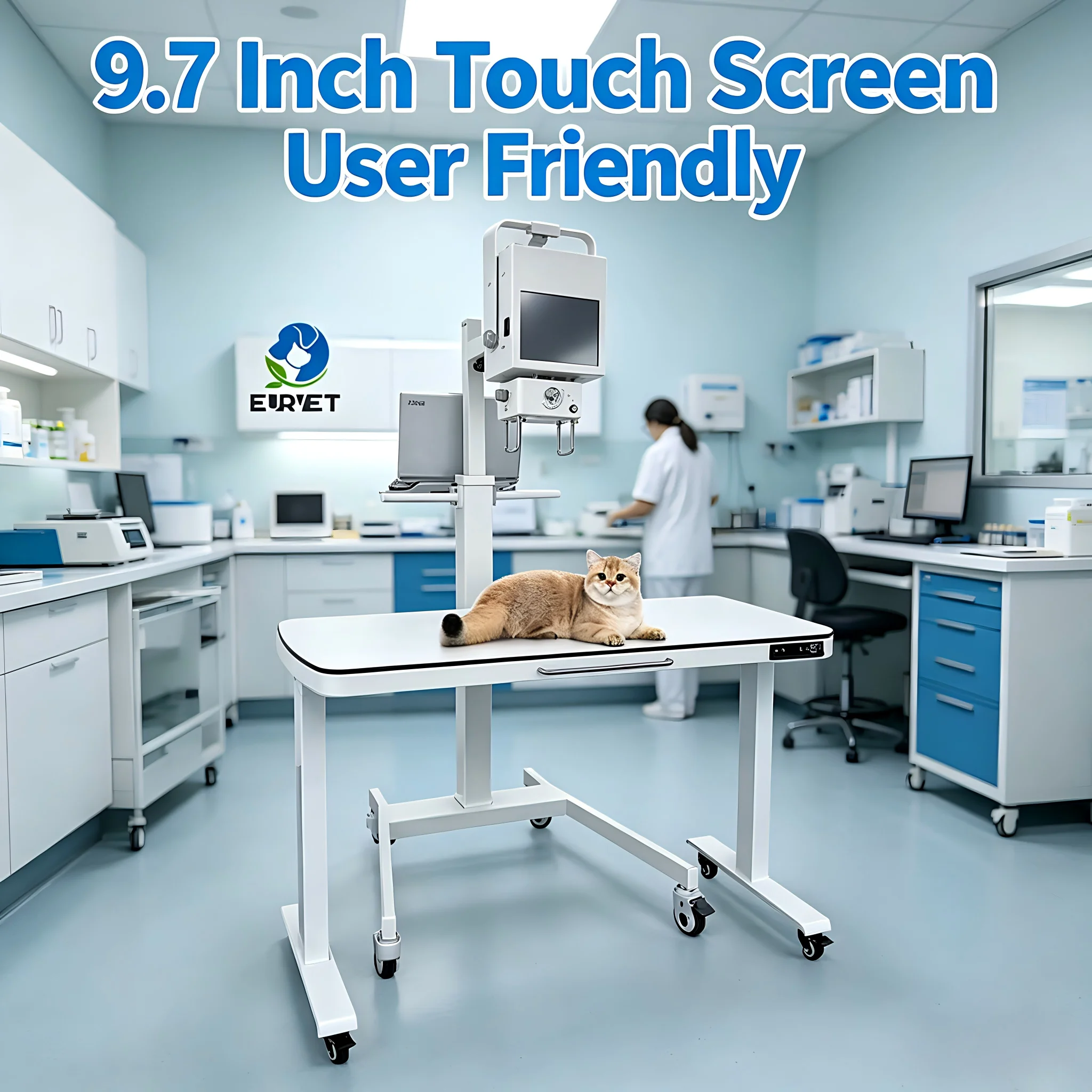 EURVET Veterinary Equipment Portable DR X Ray Machine 5kW High Power Veterinary X Ray 9.7 Inch LCD Touch Screen