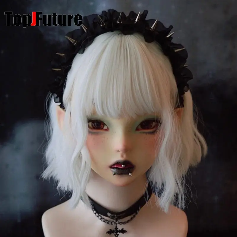 

Gothic Lolita Handmade Short Rivets Organza Ruffle Edge Headband Dark Punk Subculture Y2K Women's Hair hoop Hair accessories