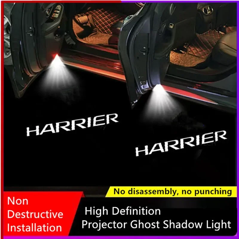 2Pcs For Harrier 2003 2004-2013 2014 2015 2016 2017 2018 2019 2020 2022 Led Car Door Logo Light HD Laser Welcome Projector Lamps