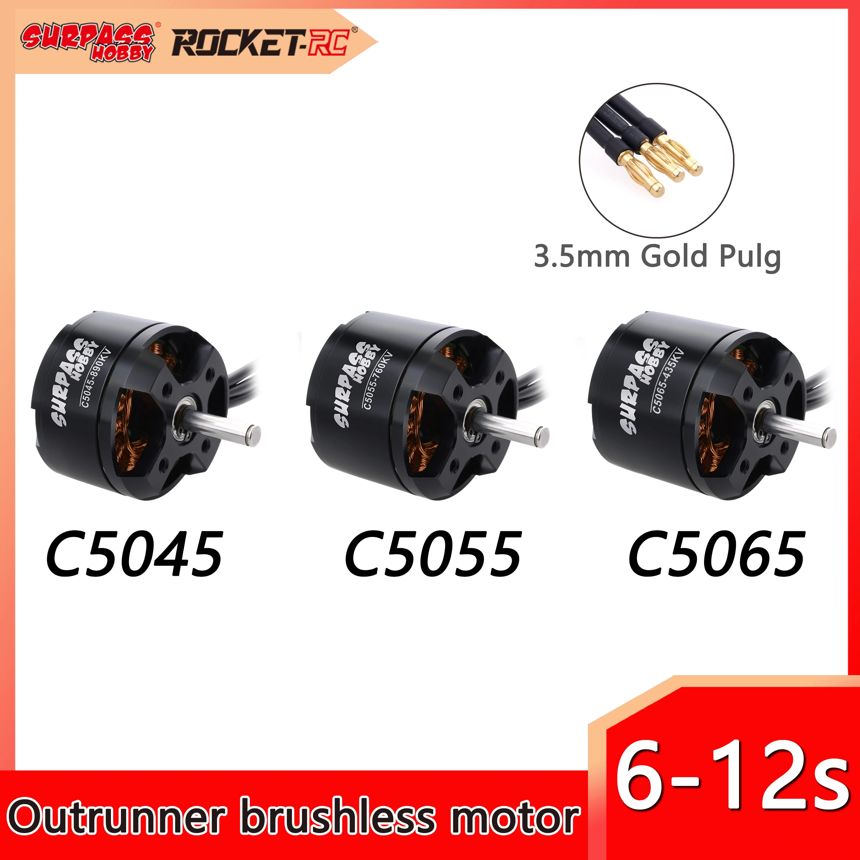 Surpass Hobby C50 Series 720KV 400KV 760KV Outrunner Brushless Motor for RC Plane FPV Racing Drone Fixed-wing Quadcopter DIY Toy