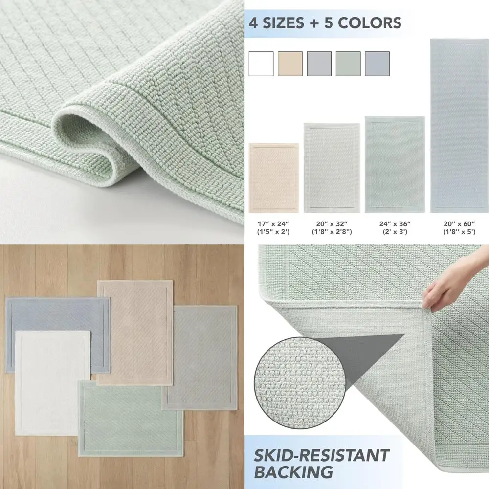 

Коврик для ванной комнаты arkwright из 100% хлопка - стильный текстурированный тканый коврик с высокой впитывающей способностью, нескользящая подложка для душа и