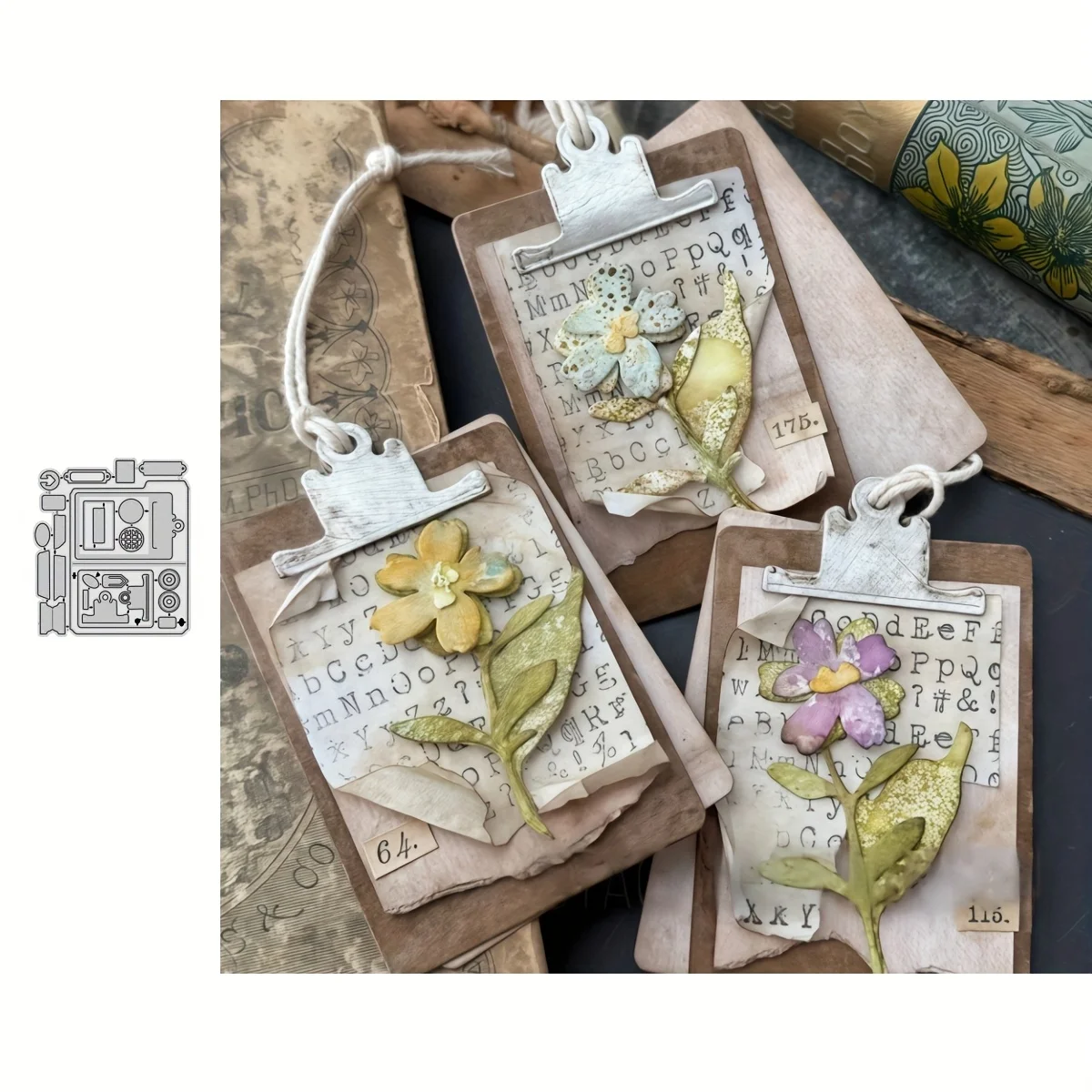Neuankömmling Klemmbrett, Ordner und Anhänger, Metall-Stanzformen für DIY Scrapbooking, Kartenherstellung, Schablonen, Prägung, Basteldekoration