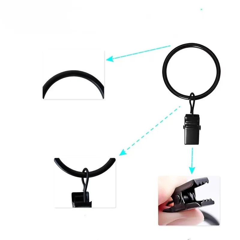 41 pcs 32mm Metal Curtain Hanger Rings, Bathroom Shower Panels, Easy Slide On Rod, Strong Clip Grip, Multipurpose