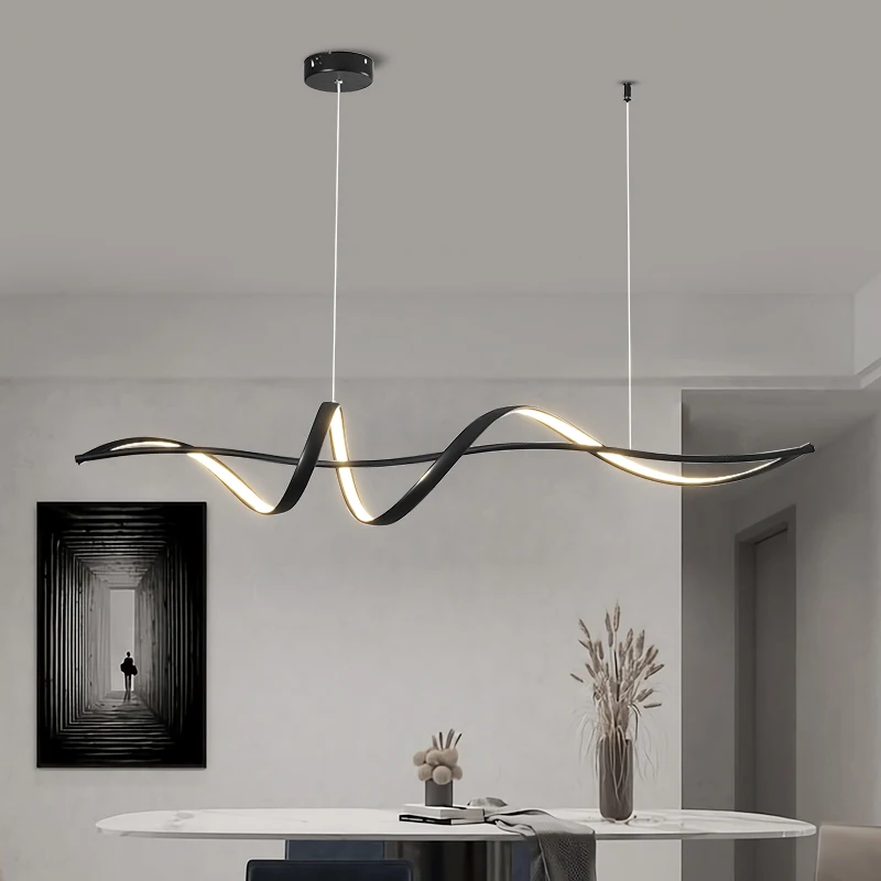 NEO Gleam Modern Led Chandeliers Lights For Dining Room Kitchen Room Bar Cord Indoor Hanging Lamps Chandelier Matte Black