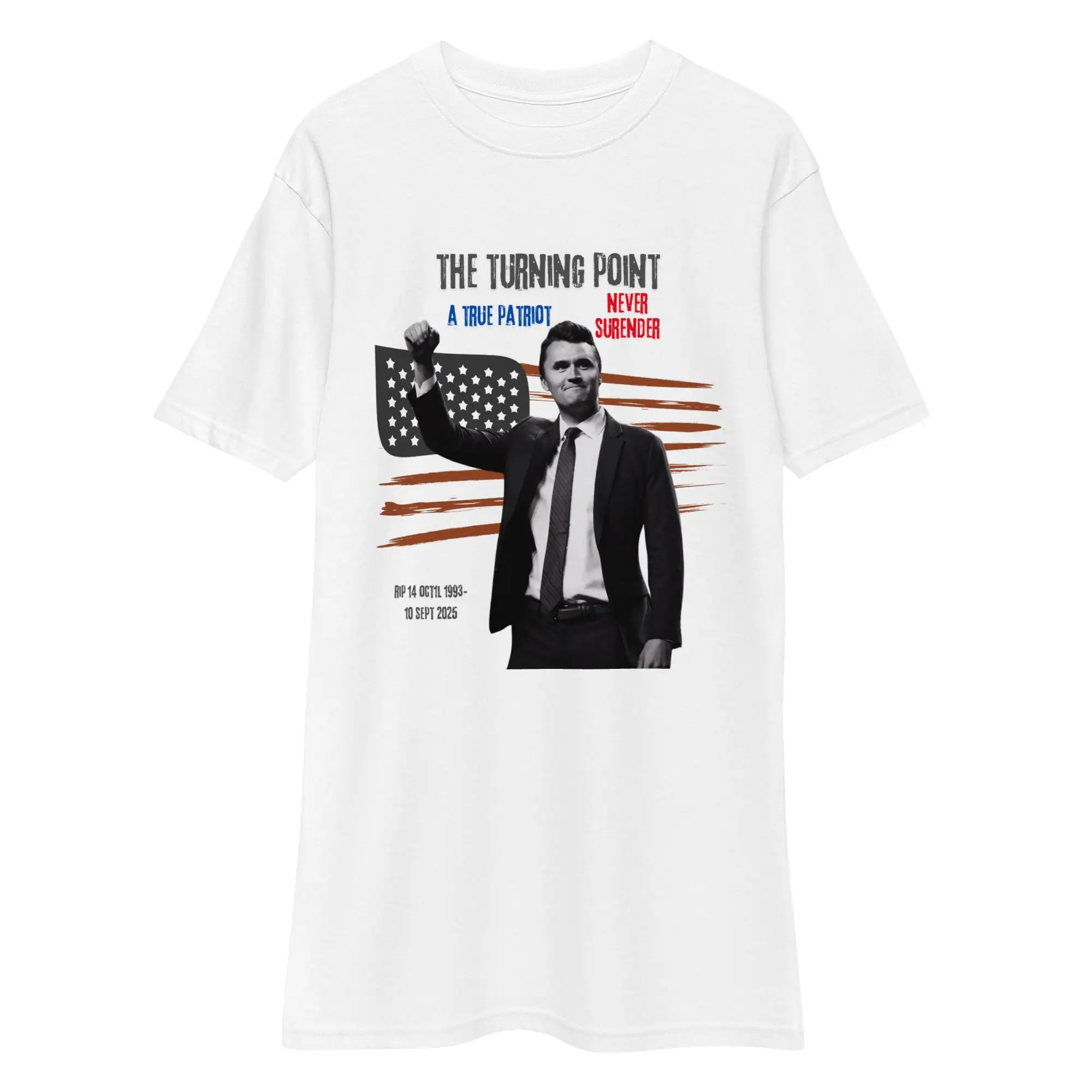

Charlie Kirk 'Turning Point' Graphic Tee: Conservative Patriotic Shirt Graphic T Shirts Retro Streetwear High-quality Men Tee