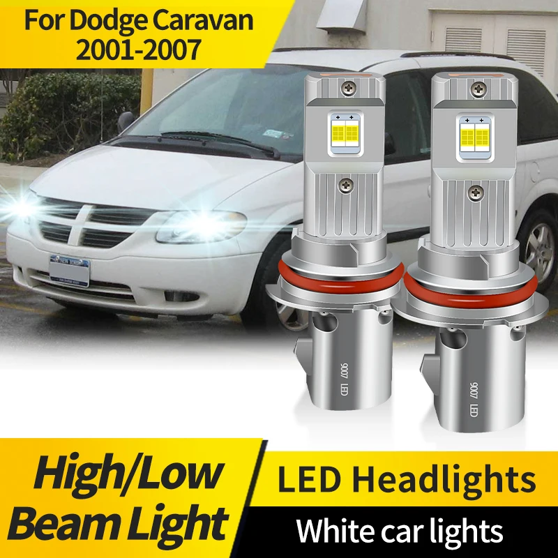 

2PCS Headlight Bulbs For Dodge Caravan 2001-2007 9007 HB5 LED CSP Chip Hi/Low Beam LED Lamps for Car Replacement Halogen Lights