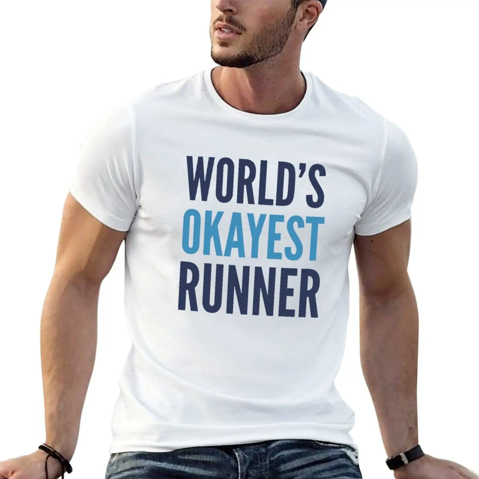 

World's Okayest Runner T-shirt sweat vintage summer top oversizeds T-shirt men