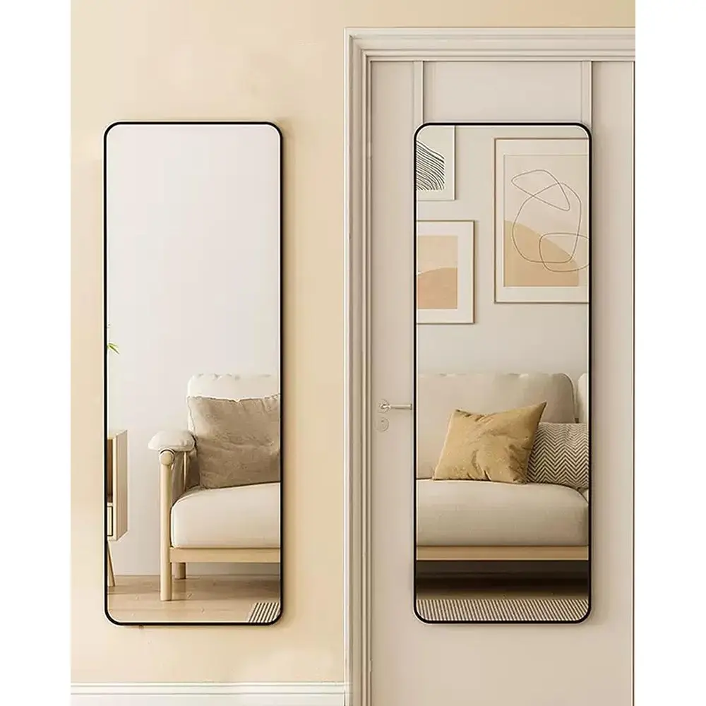 

14-дюймовое настенное зеркало в полный рост с закругленными краями, черное