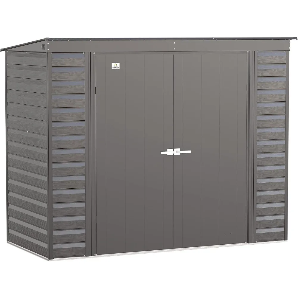 

8' x 4' Outdoor Lockable Steel Storage Shed Building, Charcoal