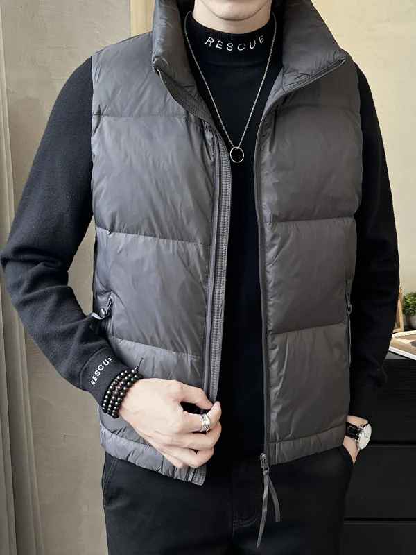 

Warmth ort Quilted Jaet Men's Casual Japanese Sle Bread Coat Stand Collar down Vest Top Layer Polyester Fiber Zipper