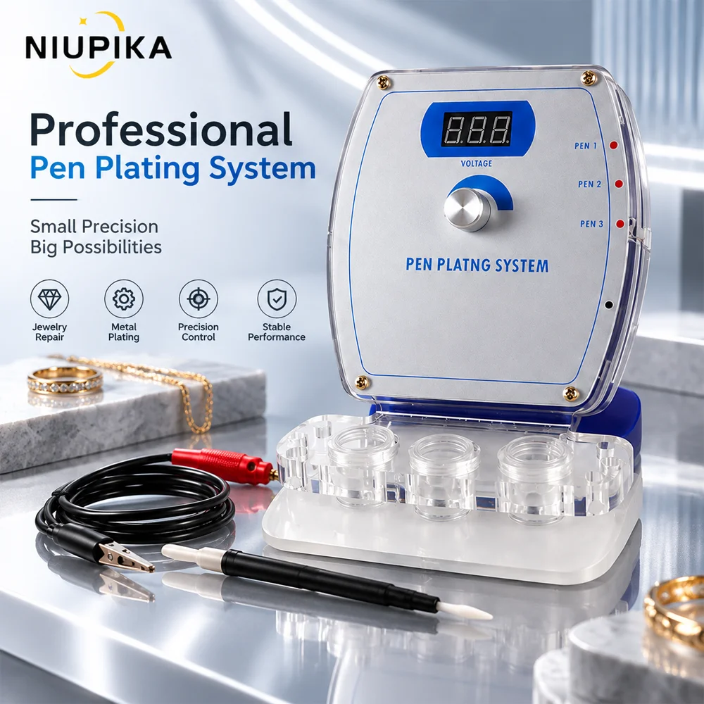 NIUPIKA Pen Plating Machine Digital Voltage Display Adjustable Output Three Pen Ports Jewelry Electroplating Kit Metal Finishing