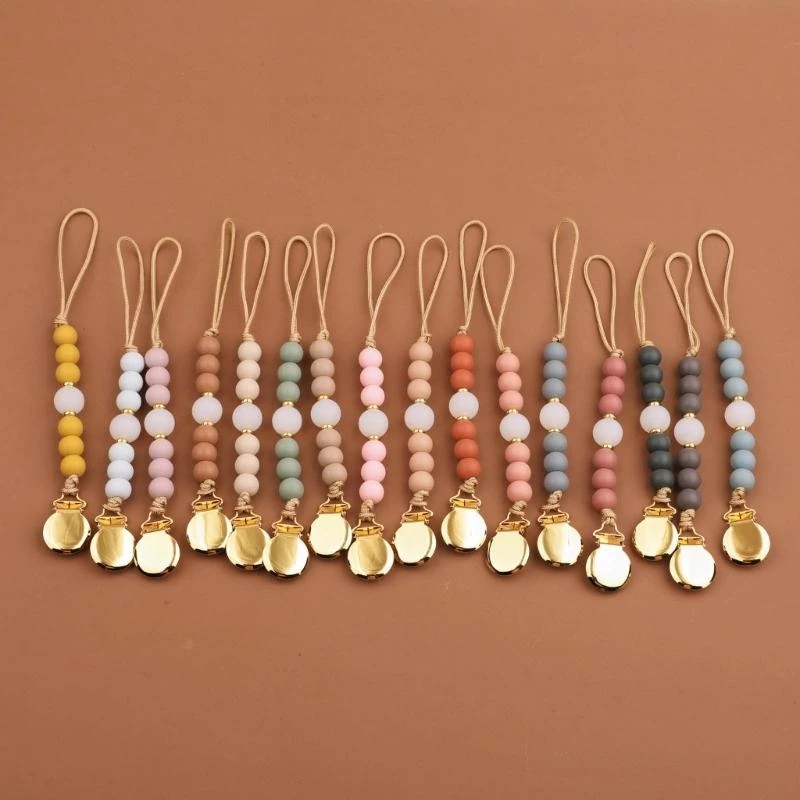 

J15U Convenient Baby Pacifier Clip Adjustable Baby Pacifier Chain Beads Pacifier Clip