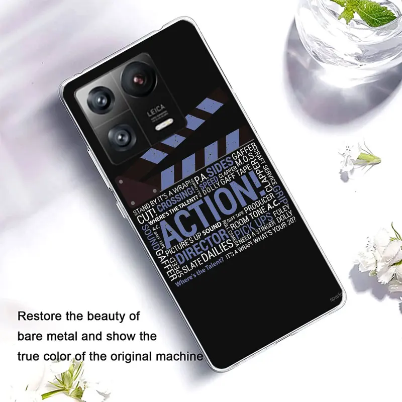 Clapper Board Film Movie Maker Clear Luxury For Xiaomi Mi 13 12 12T Pro 11 Ultra 11T 11i 10 10T 9 9T 8 Lite 6X 5X A3 CC9E A2 A1