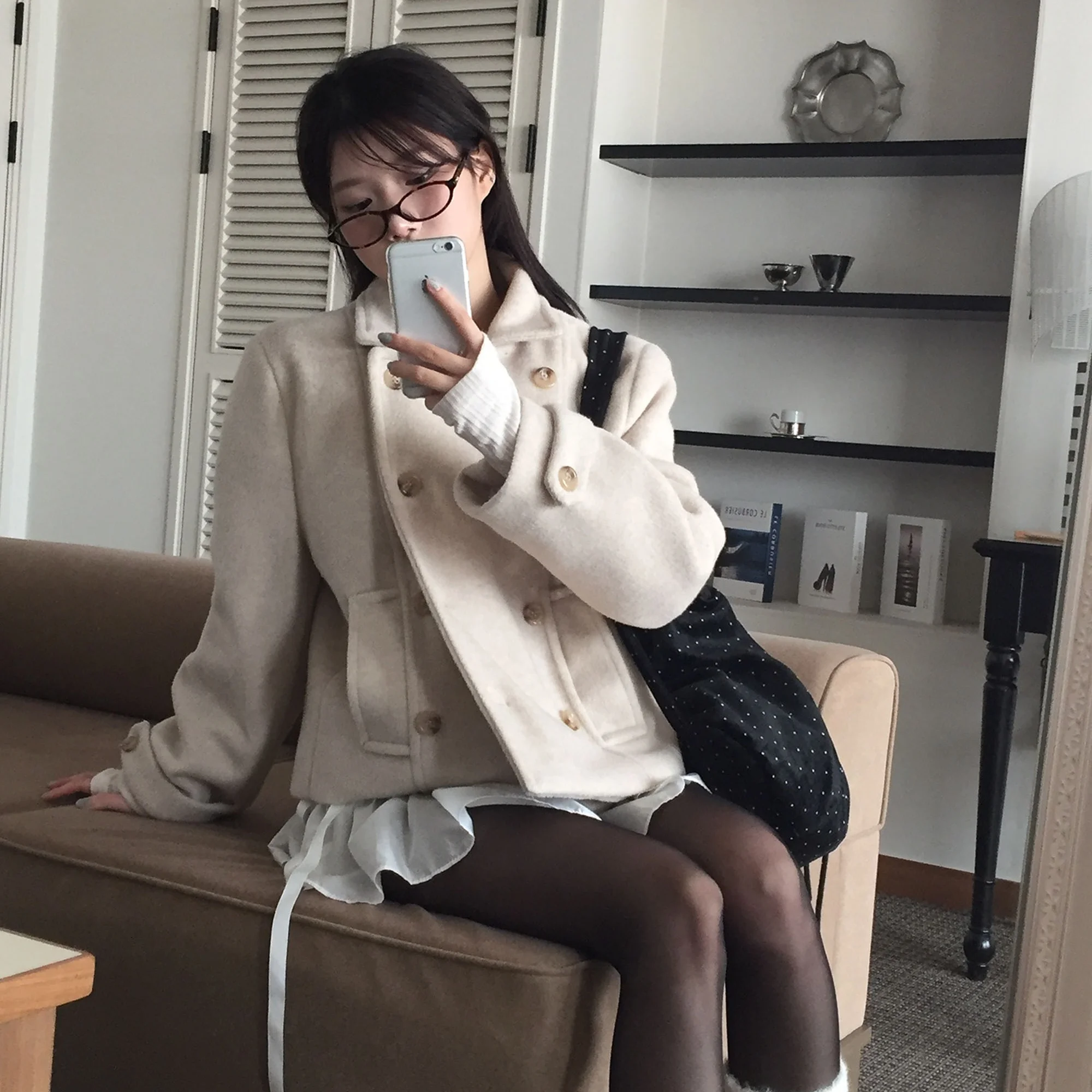 Abrigo elegante de lana y algodón para mujer, ropa de abrigo Retro con botones y cuello vuelto para chica japonesa, estilo universitario