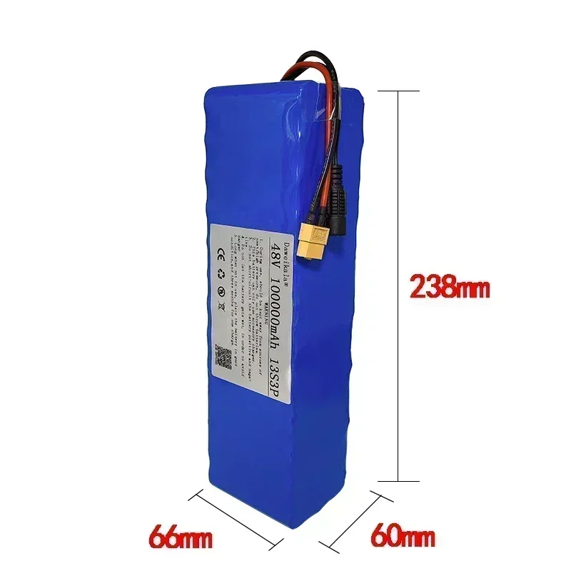 NEW 48V 18650 Lithium ion Battery Pack 100000mAh 1000w 13S3P XT60  100Ah For 54.6v E-bike Electric bicycle Scooter with BMS+char