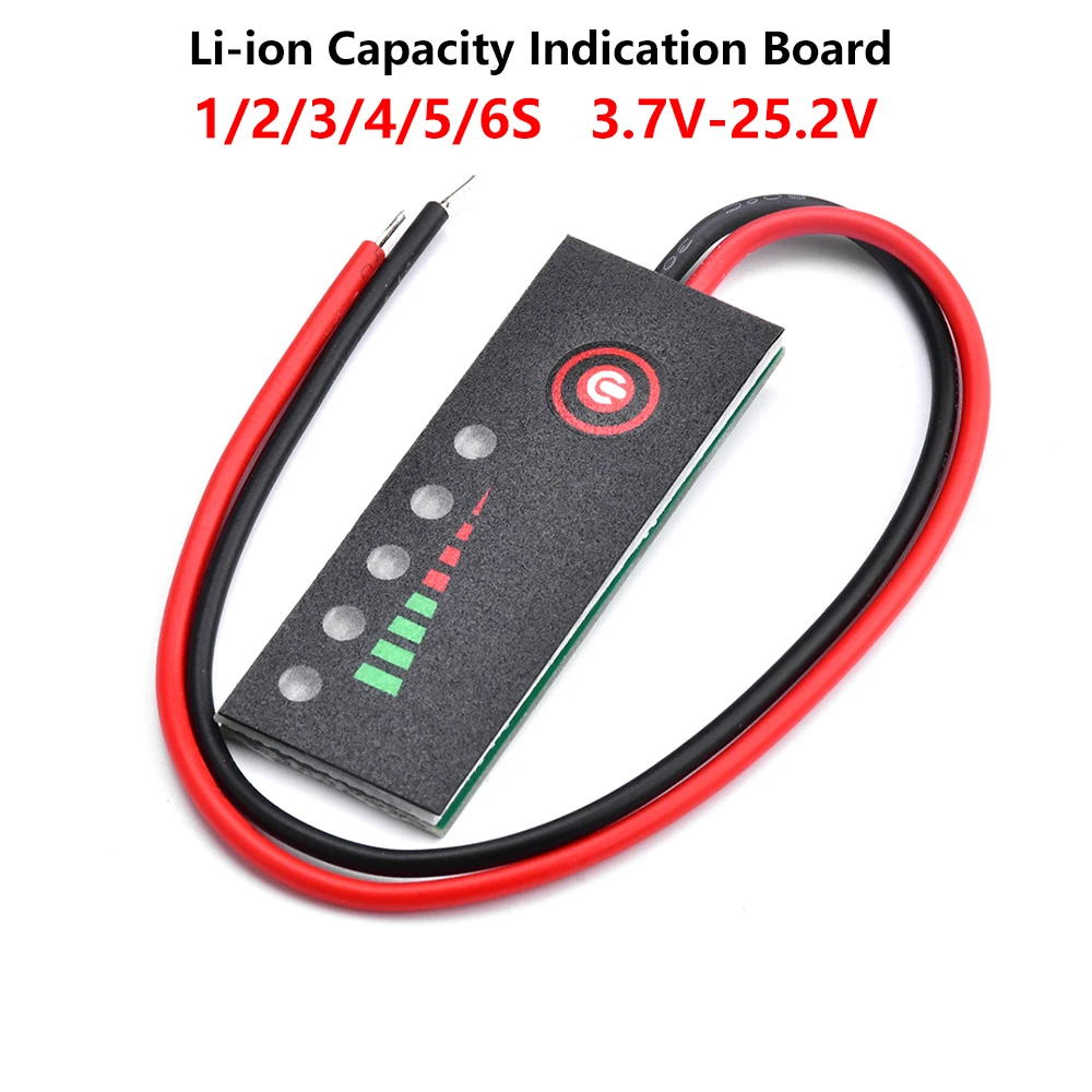 Battery Level Indicator 1/2/3/4/5/6S 3.7-25.2V Lithium Battery Li-ion Capacity Indicator Board Power Display Charging Tester